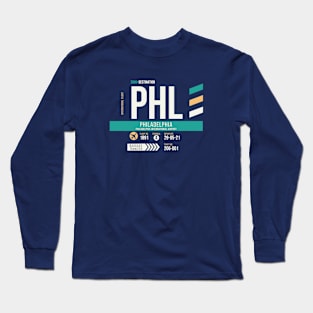 Philadelphia (PHL) Airport Code Baggage Tag Long Sleeve T-Shirt